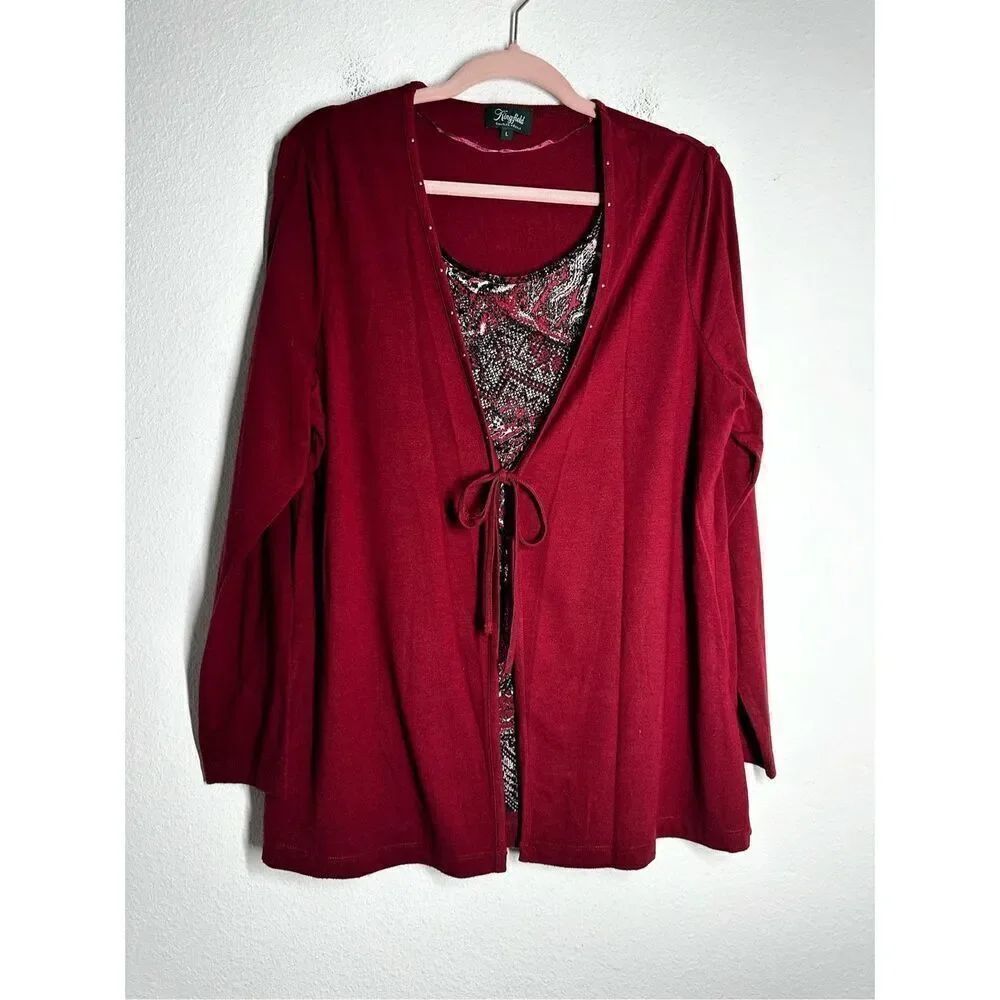 Kingfield Charles Vogele Women’s Long Sleeve Top Red Gay Size L See Description